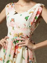 Thumbnail for your product : Choies Butterfly Print Low-Cut Zip Back Waist Tie Maxi Dress