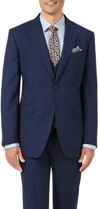 Indigo Blue Slim Fit Panama Puppytooth Business Suit Wool Jacket Size 36 by Charles Tyrwhitt