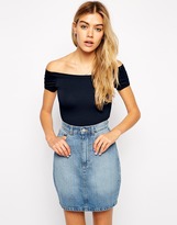 Thumbnail for your product : ASOS Bardot Neckline Top with Short Sleeve