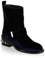 Thumbnail for your product : Nicholas Kirkwood Casti Pearl-Heel Velvet Biker Boots