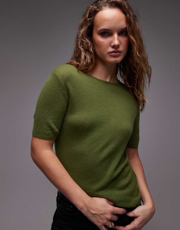 Arket fine knit top in green