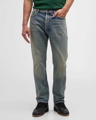 Saint Laurent Men's Distressed Relaxed-Fit Jeans
