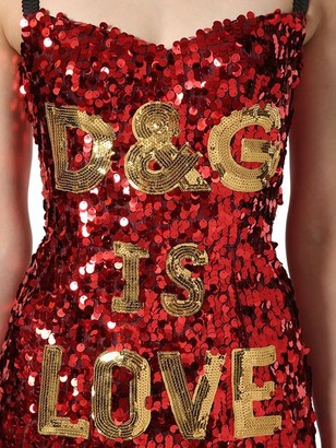 Dolce & Gabbana Is Love Sequined Midi Dress