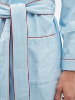 Thumbnail for your product : P. Le Moult - Piped Cotton-herringbone Robe - Blue