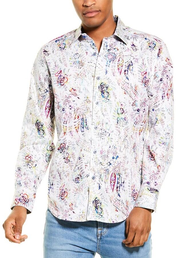 NEW Robert Graham $248 HALL OF MIRRORS Iridescent Cotton Classic Fit Shirt