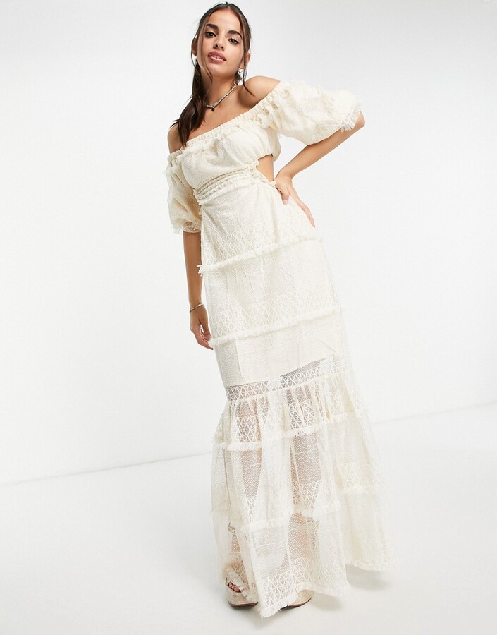 Skylar Rose off shoulder maxi dress in lace tiers ShopStyle