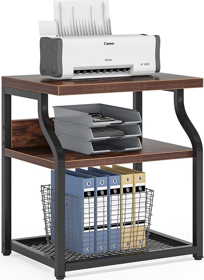 Farfarview Home office Printer Stand with Storage ,3Shelf Home Printer Cart under desk shelf