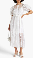 Thumbnail for your product : Carolina Herrera Appliquéd silk-organza midi dress