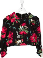 Thumbnail for your product : John Richmond Junior Floral Cropped Hoodie