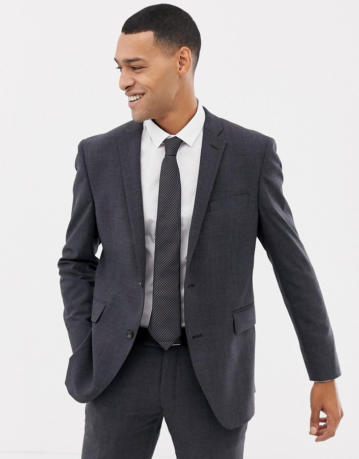Esprit slim fit commuter suit jacket in gray check - ShopStyle