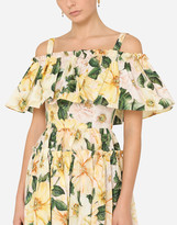 Thumbnail for your product : Dolce & Gabbana Short camellia-print poplin dress
