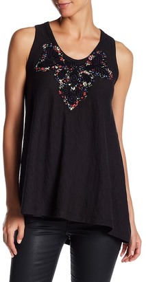Anna Sui Pansy Print Trimmed Tank