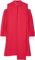 Thumbnail for your product : Fendi Cold-shoulder Silk Crepe De Chine Mini Dress