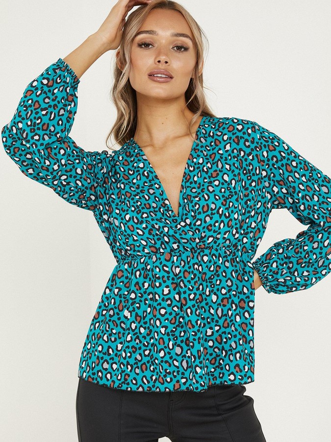 quiz leopard print peplum top