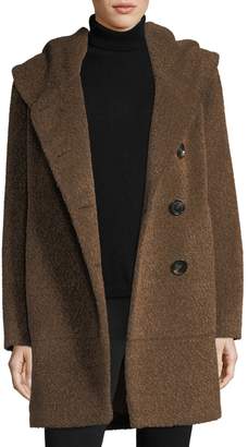 Sofia Cashmere Envelope-Collar Button-Front Wool-Blend Cocoon Coat