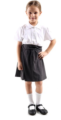 GW CLASSYOUTFIT® 2 X *Girls* Kids Plain(Pack of 2) Polo Tee T-Shirt School Shirts Uniform PE Top Gym Tops (Sky Blue 7-8YEARS)