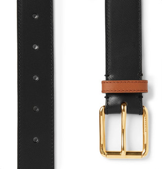 Burberry 3.5cm Two-Tone Embossed Leather Belt
