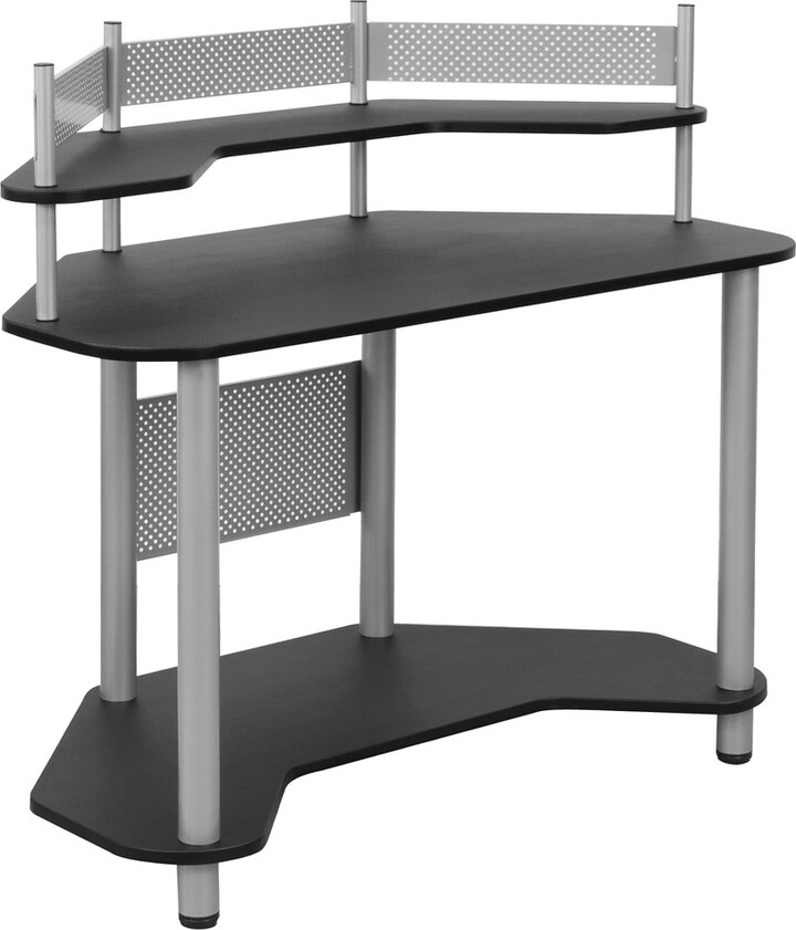 Calico Designs Laminate Corner Computer Desk with Hutch Black ShopStyle
