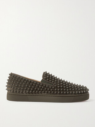 Louboutin Roller-Boat Spiked Suede Slip-On Sneakers - ShopStyle Trainers & Athletic Shoes