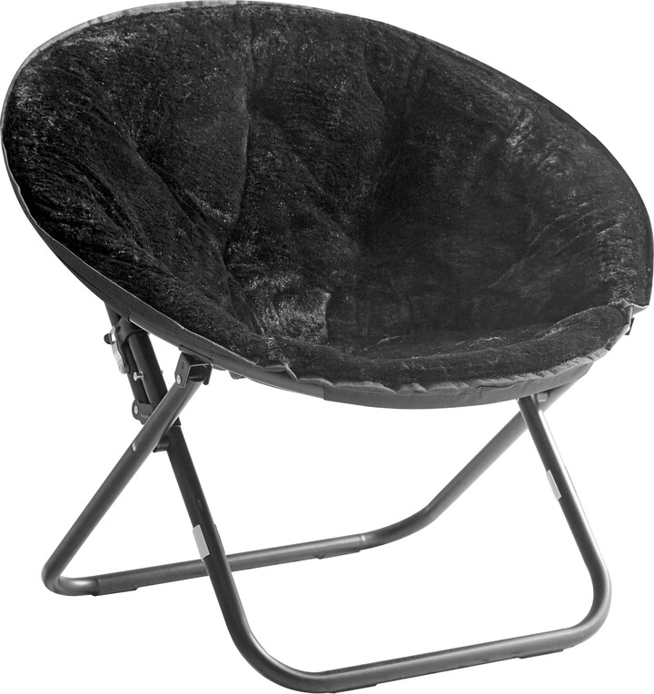 Mainstays Faux Fur Saucer™ Chair, Black + Black Frame