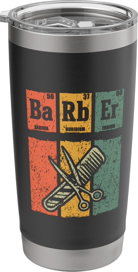 Vintage Periodic Science Barber Gift Retro Barbershop Hair Hairdresser Periodic Elements Barber Stainless Steel Insulated Tumbler