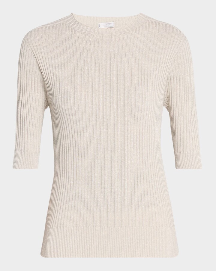 Peserico Rib Knit 3/4 Sleeve Sweater