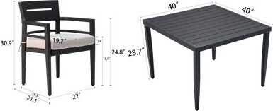 Hokku Designs 5-Piece Outdoor Patio Aluminum Furniture, Modern Dining Set, including 4 Swivel Rockers Sunbrella Fabric Cushioned and 40\