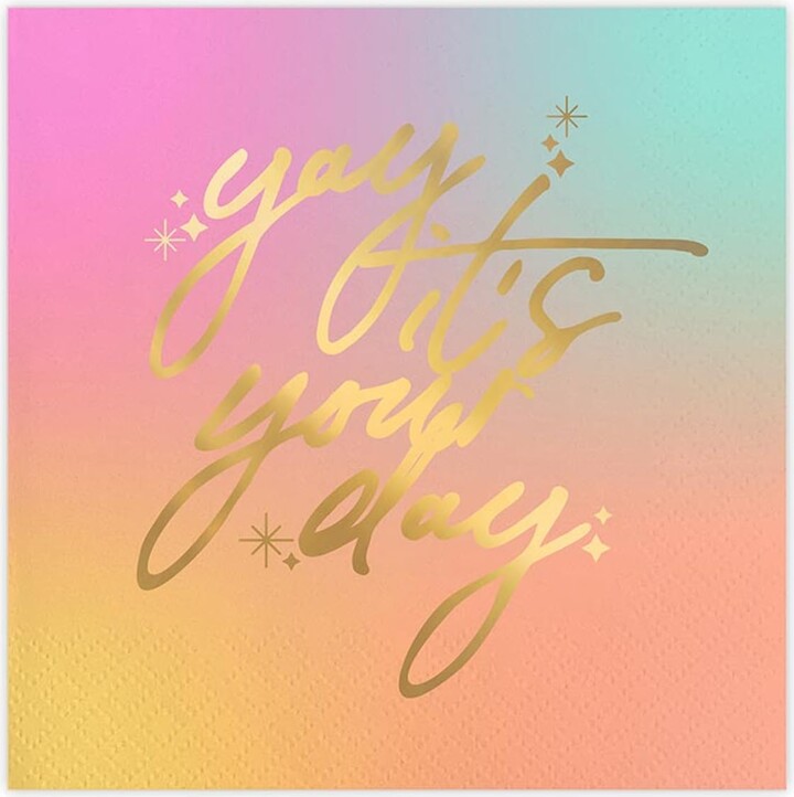 Slant Collections Birthday Party Cocktail/Beverage Paper Napkins, 20-Count, Yay It's Your Day