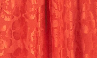 Sandro Floral Jacquard Long Sleeve Silk Blend Dress