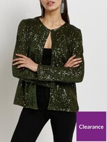 Thumbnail for your product : River Island Sequin Trophy Jacket - Green