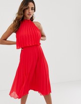 Thumbnail for your product : ASOS DESIGN halter tie neck midi dress in pleat