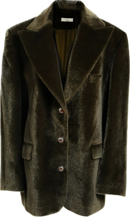 Tuva Collection Hand-Crafted Green Semi-Furry Jacket