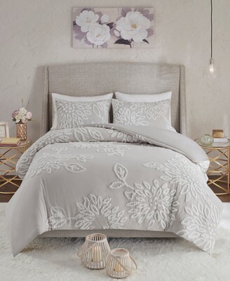 Madison Home USA Veronica Floral Tufted 3-Pc. Comforter Set, King/California King - Grey/White