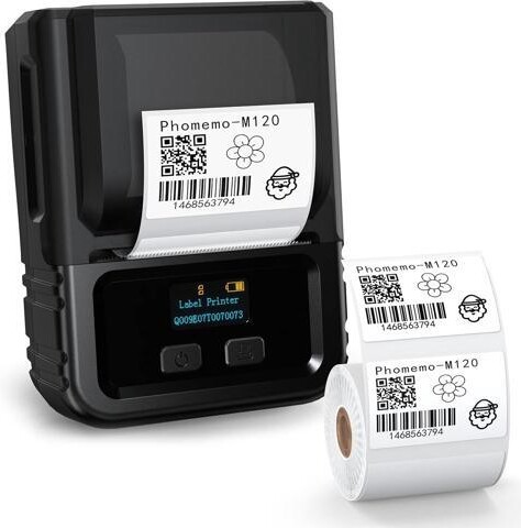 kolitt Phomemo M120 Label Maker- Barcode Printer Bluetooth Thermal Label Machine 2 Inch 50mm for Retail, QR Code, Small Business, Compatible with Android,...