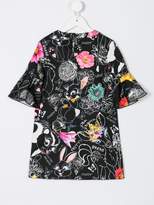 Thumbnail for your product : Philipp Plein Junior ruffled sleeve printed dress