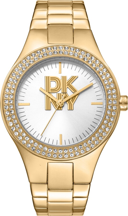Dkny Women's Parsons Glitz Gold-Tone Stainless Steel Bracelet Watch, 38mm