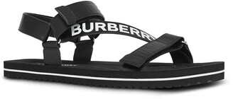 Burberry Logo-Print Leather Sandals