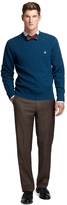 Thumbnail for your product : Brooks Brothers Madison Fit Plain-Front Brown Tic with Rust Deco Trousers