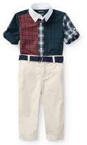 Thumbnail for your product : Ralph Lauren Childrenswear Poplin Tartan Shirt & Pants Set, Navy, Size 9-24 Months