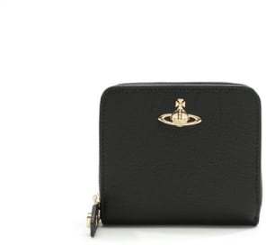Vivienne Westwood Balmoral Small Black Textured Zip Around Wallet