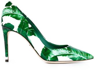 Dolce & Gabbana banana leaf print pumps - women - Calf Leather/Leather - 35
