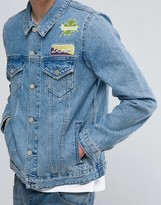 Thumbnail for your product : ASOS Denim Jacket With Back Print In Mid Wash