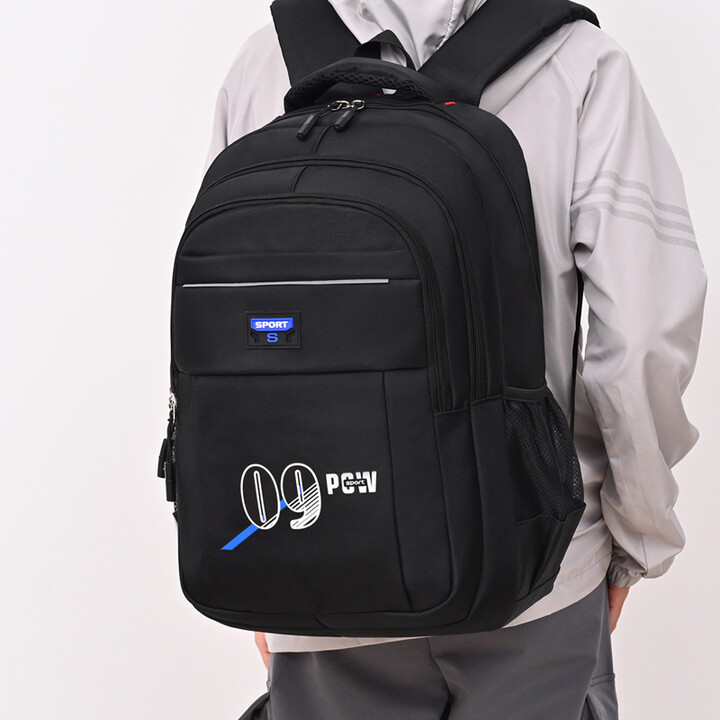 Large-capacity Student School Bag Casual Solid Color Backpack Material Oxford Men New Backpack Multi-functional Simple Bag