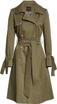 Thumbnail for your product : Helene Berman Double Breasted Tie Cuff Stretch Cotton Trench Coat