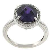 Judith Ripka Legacy Silver 8.57 Ct. Tw. Purple Gemstone & White Sapphire Ring.