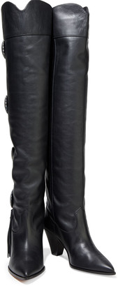 Aquazzura Go West 70 Buckle-embellished Leather Over-the-knee Boots