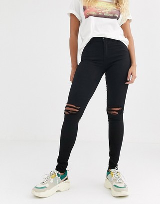 Dr. Denim Lexy mid rise second skin super skinny ripped knee jeans -  ShopStyle