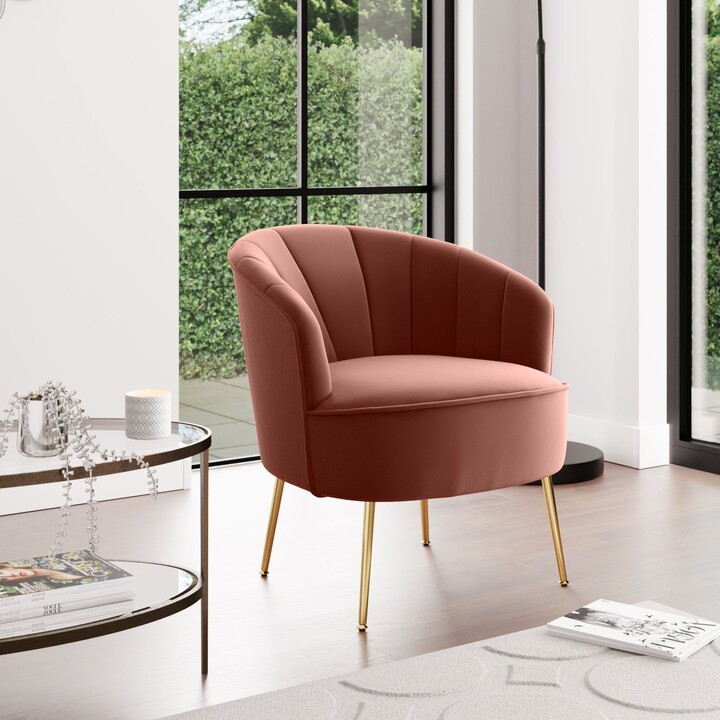 Dunelm Matilda Velvet Shell Accent Chair Pink ShopStyle Armchairs