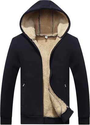 Mens Thick Warm Fleece Lined Hoodie Winter Zip Up Coat Jacket Sweatshirt Tops UK