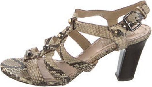 Miu Miu Leather Gladiator Sandals Neutrals Animal Print Multistrap & Buckle Closure at Ankles Unfortunately, due to restrictions, this item may not be eligible for shipping in all areas.